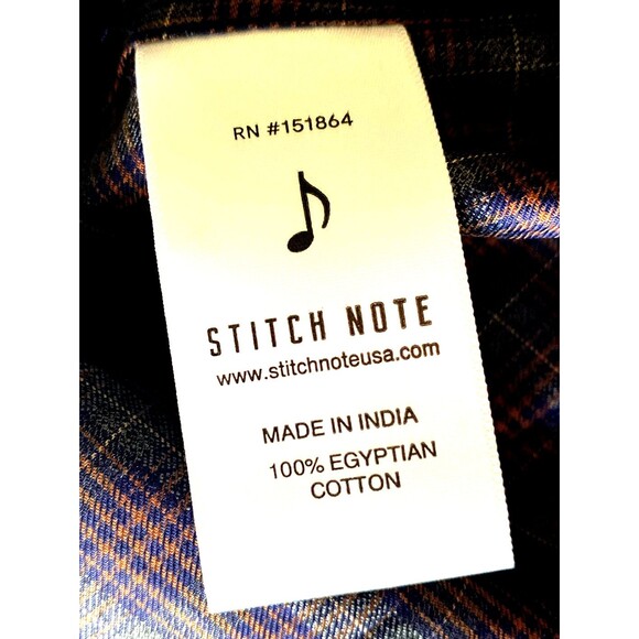 Stitch Note Men’s Large Egyptian Cotton Check Button Up Red/Blue/Purple - Picture 7 of 7